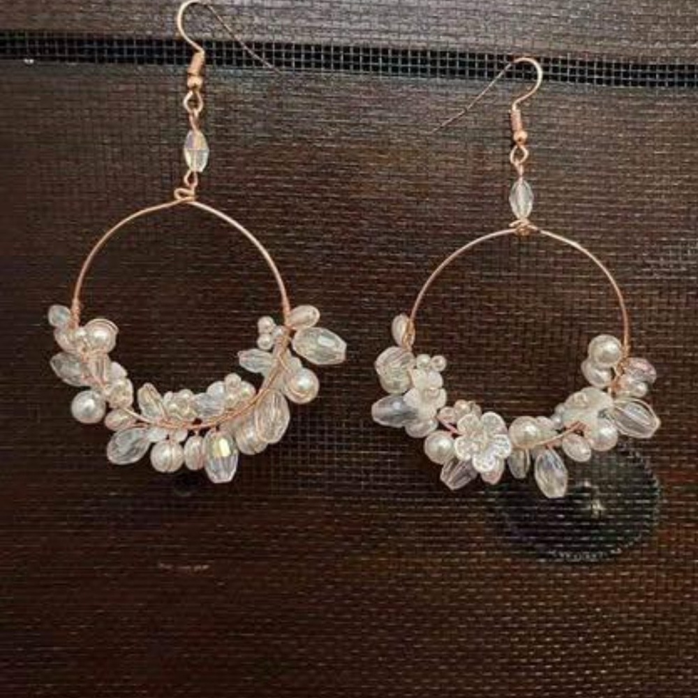 Elegant Pearl and Crystal Hoop Earrings